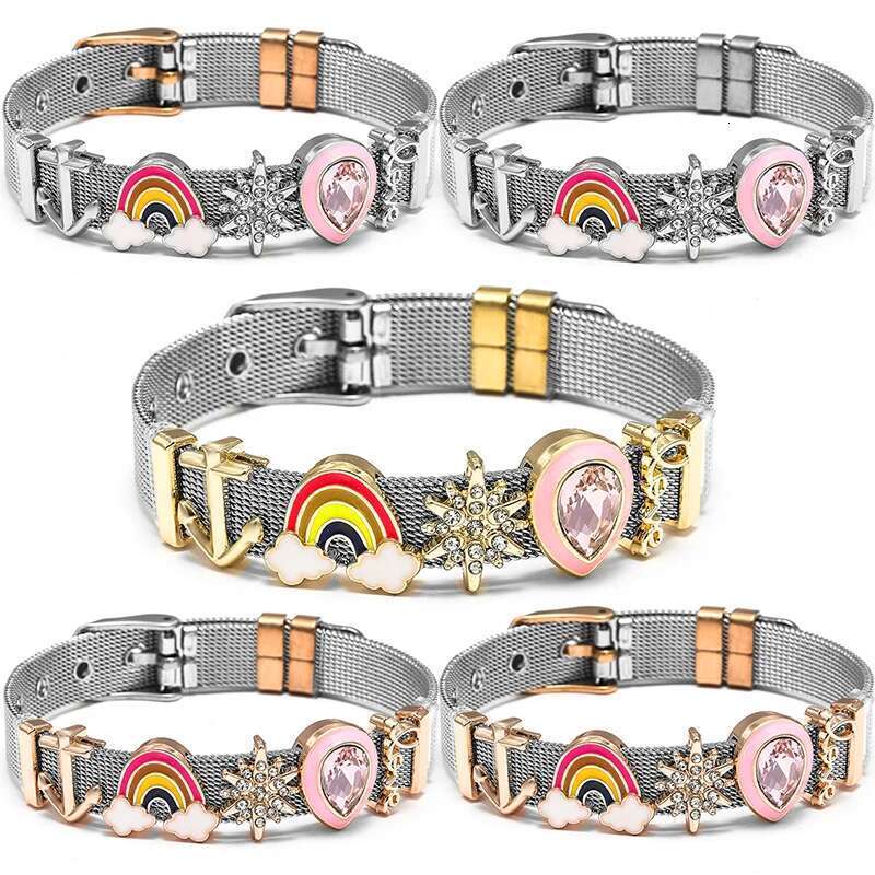 10mm Stainless Steel Mesh Bracelets Original Rainbow Love Beads Charm Keeper Bracelets Bangles For Women Fashion Jewelry Gift