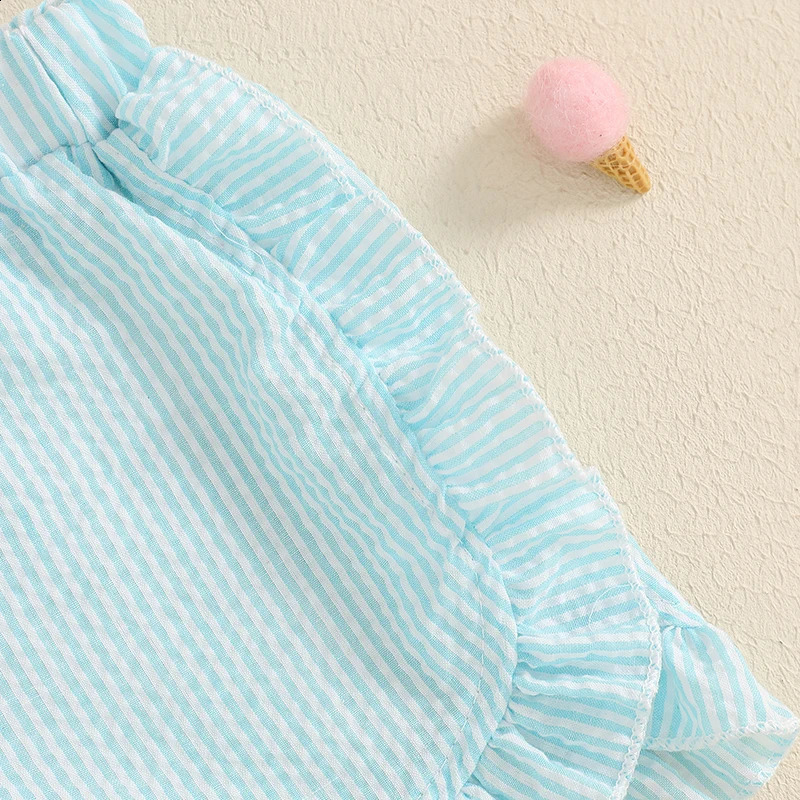 Tregren Toddler Girl Summer Shorts Striped Pattern Lotus Edge Cute Shorts Casual Fashion Kids Infant Soft Shorts 250319