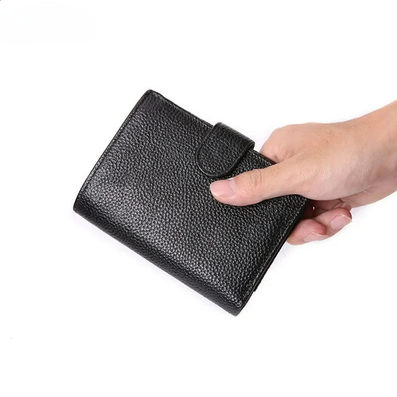 Vintage Genuine Leather Wallets for Men First Layer Cowhide Short Credit Card Holder Money Bag Coin Purse Men RFID Wallets 250317