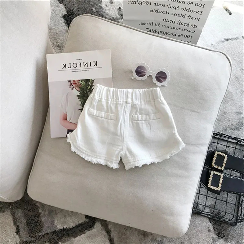 ChildrenS Clothing Summer Solid Color Korean Pants Girls Casual White Jeans Toddler Kids Solid Color Shorts Baby Pants 250319