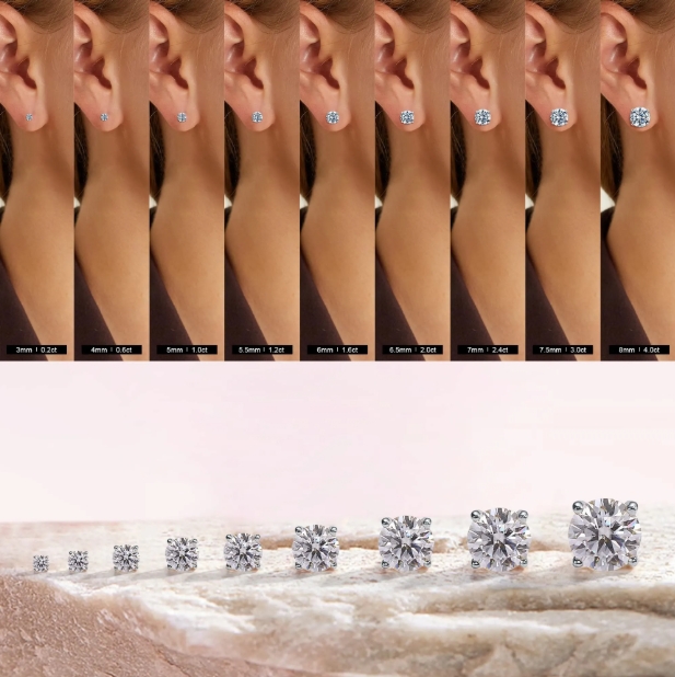 Elegant 1 Carat VS Clarity Diamond Stud Earrings in 10k/14k Gold with Carbon Silica Setting