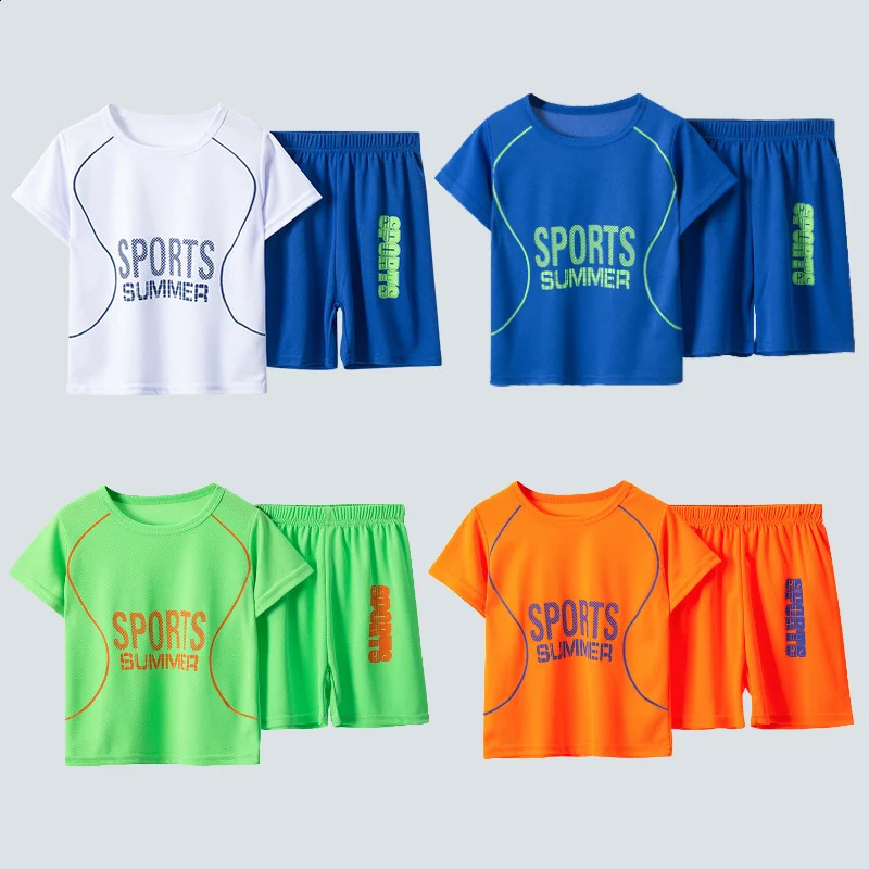 24 pieces of summer childrens quick drying sportswear boys running vests girls casual clown short sleeves breathable 250312