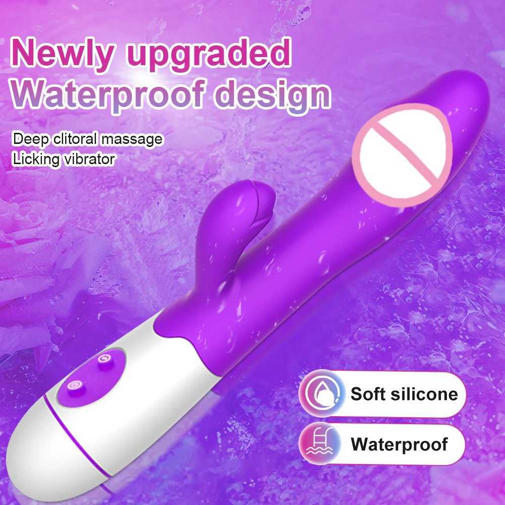 Rabbit Thrusting Vibrator Female G Spot Clitoris Vagin Stimulator Dildo AV Magic Wand Dual Vibrating Massager Sex Toys for Adult W250319