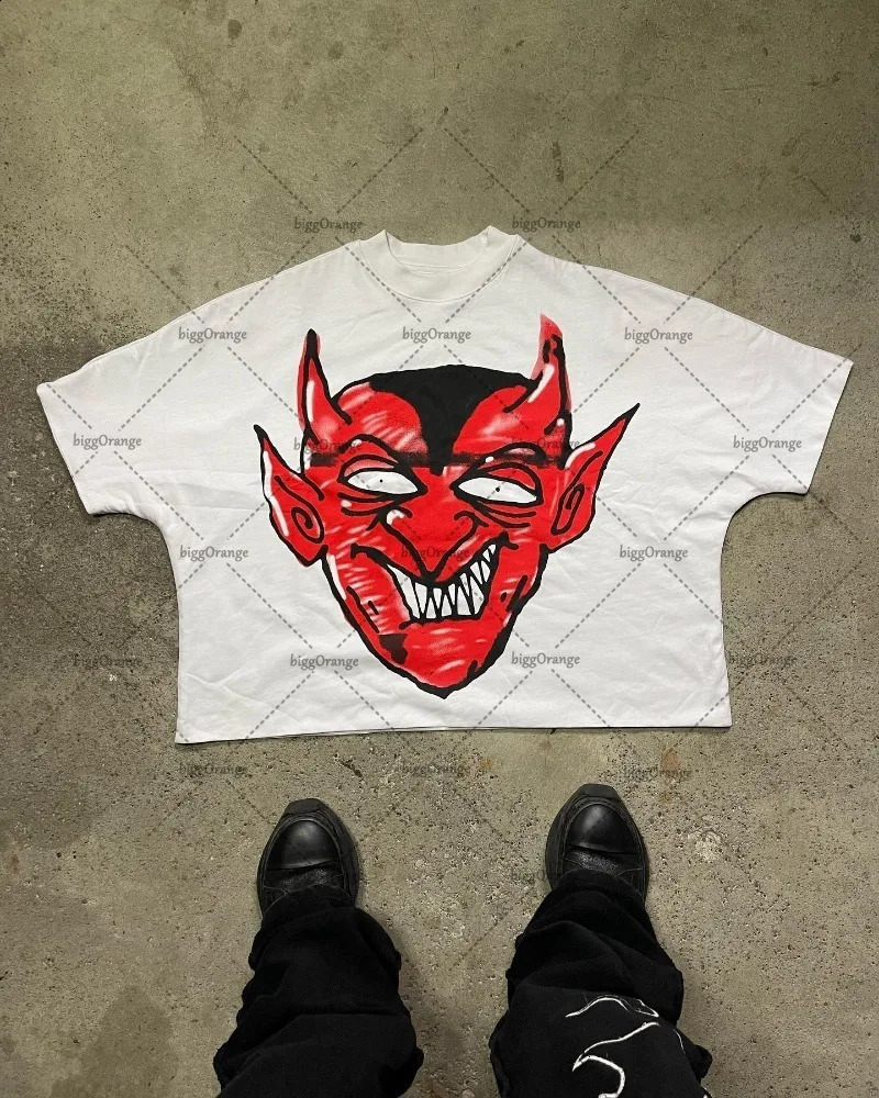 American hip hop street cartoon printed short sleeve T-shirt Men y2k Harajuku fashion summer casual loose couple shirt 250319