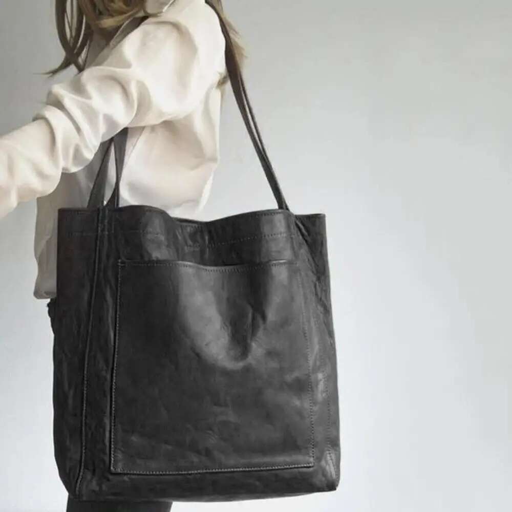 Women's Bags Retro Soft Large Capacity Tote Women Handbags Solid Color Leather Shoulder Designer Messenger Bags Ladies Shopper Bag