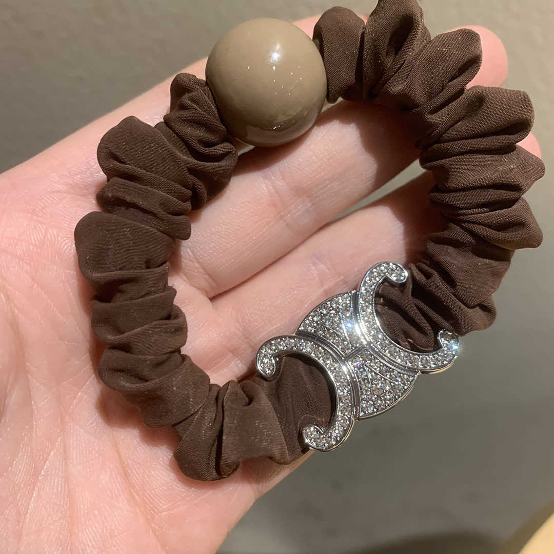 Hair Rubber Bands French Style Full Diamond Pearl Headband New Temperament Simple Satin High-end Hair Accessories H250318