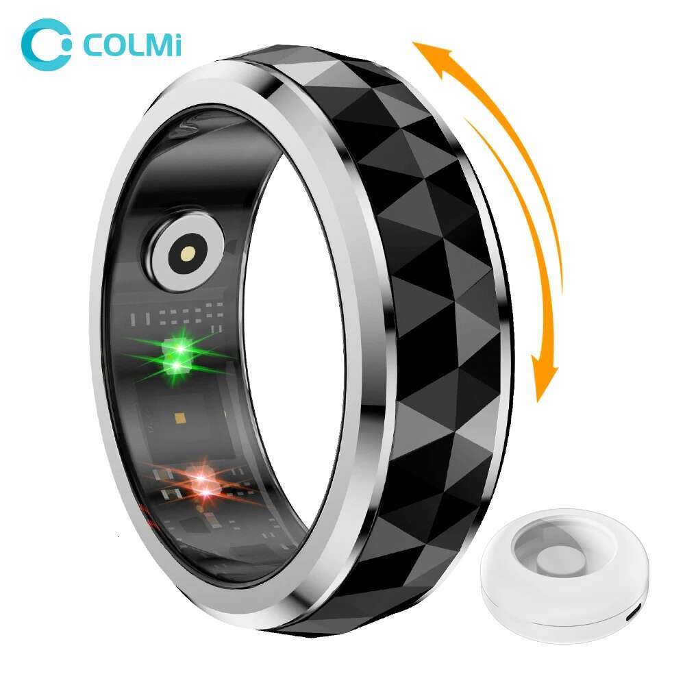 2025 New model 2024 COLMI R11 Smart Ring, Fidget Spinner Anxiety Relieve Ring with Charging Case for Men, Health Sleep Monitor, 5ATM Waterproof