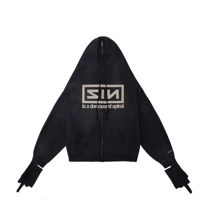 Grailz American style two in one shoulder zipper cardigan hooded sweatshirt men's trendy brand jacket