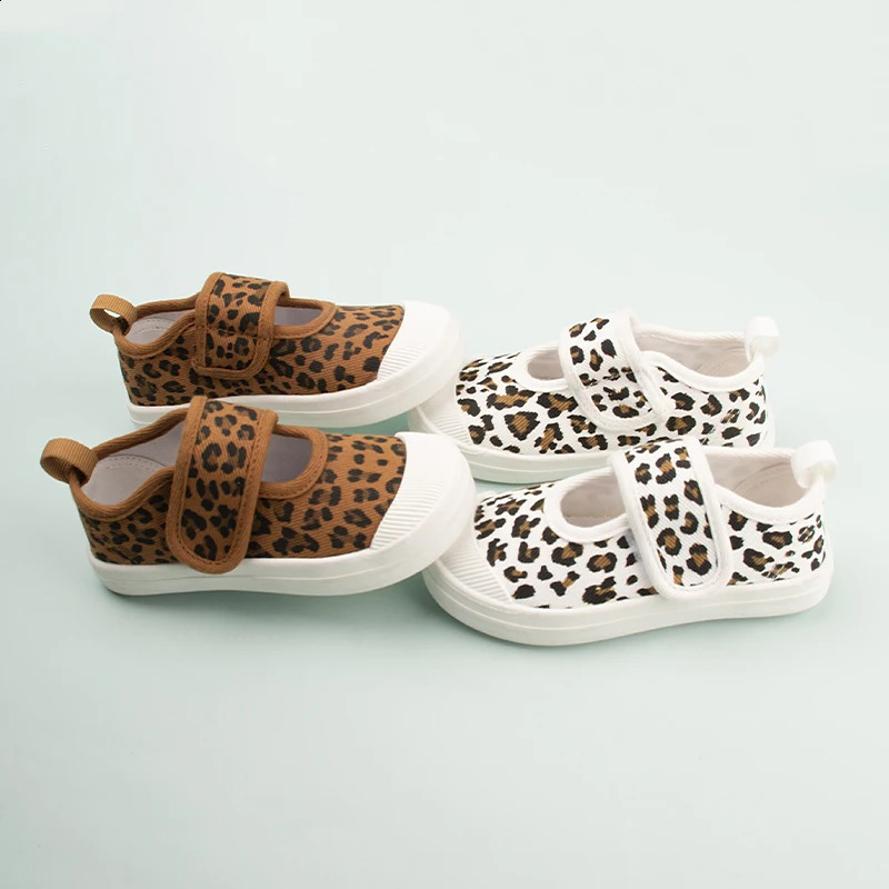 Leopard Print Kids Sprint Jogging Sneakers Low Top Cold Adhesive Canvas Shoes for Boys and Girls ED7023 250319
