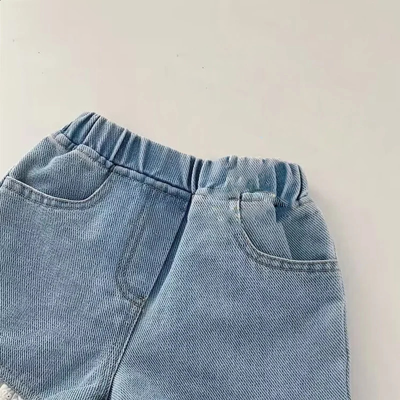 Summer Girls Shorts 3-12 Year Old Childrens Pants Cute and Sweet Lace Girls Denim Shorts 250319