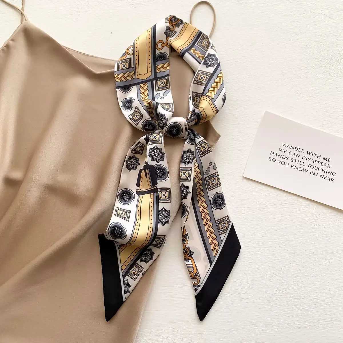 Wen Long Ribbon Scarf Handle Bag Ribbons Skinny Silk Like Hair Scarf for Wen Wrap Ribbon Handbag Neck Satin Scarves X250319