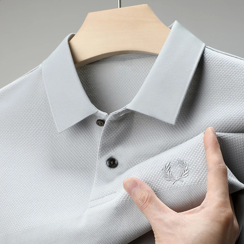 High end 100 Cotton Mens Polo Shirt Summer Lapel Wheat Ear Embroidered Short sleeved T-shirt Business Fashion Mens 250319