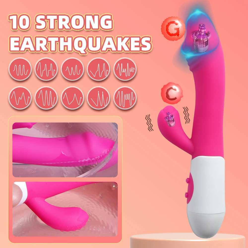 Rabbit Vibrator Dildo Powerful Double Vibration G-spot Clitoral Stimulating Massage Instructor Vaginal Massager Adult Female Sex Toy W250319