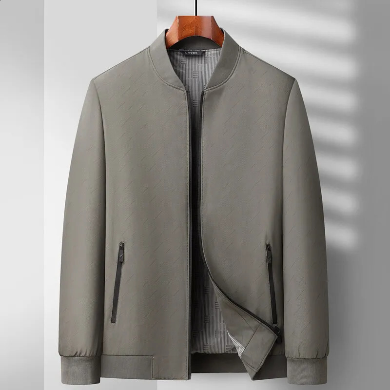 Classic Baseball Collar Solid Color Business Casual Zipper Jacket Mens Wear 250317