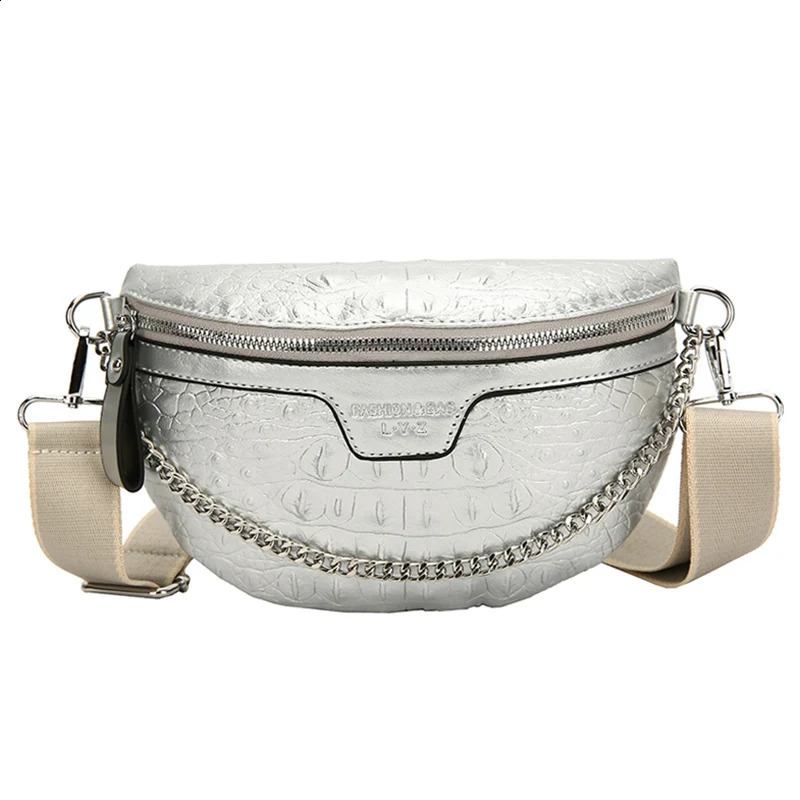 chain waist bag Fanny pack fashionable leather womens waist bag handbag womens cross body chest bag womens waist belt bag 250317