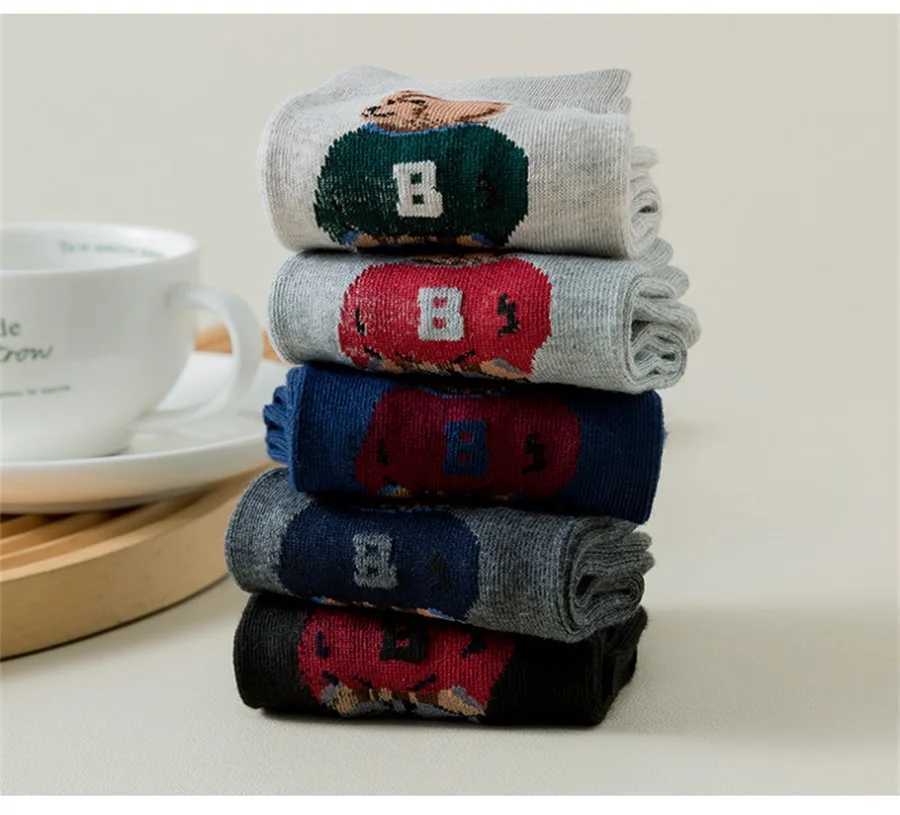 Designer Socks Cartoon Gentleman Bear Mens Socks Cotton Harajuku Style Sports Boys Skateboarding Novel Breathable Christmas Gift X250319
