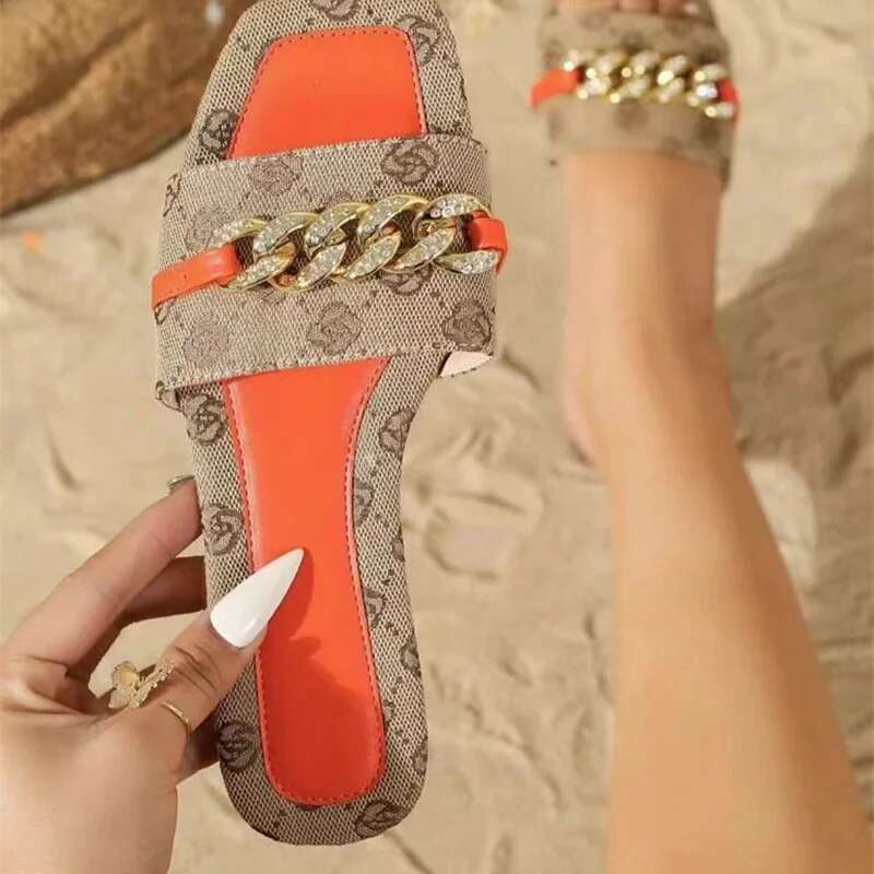 New Summer Outdoor Beach Flat Sandals Trend Brand Designer Slippers Big Size Slides Women