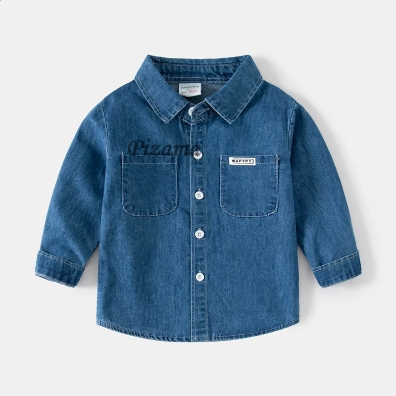 Spring Autumn Winter Full Sleeved Cotton Boys Jeans Kids Clothing Blue Deinm Tops Gentleman Baby Clothes for 27Years 250319