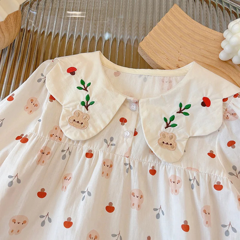 Baby Girl Shirt and Retro SpringSummer Style Doll Collar Flip Fashion Bottom Long Sleeve Casual Clothing 250319