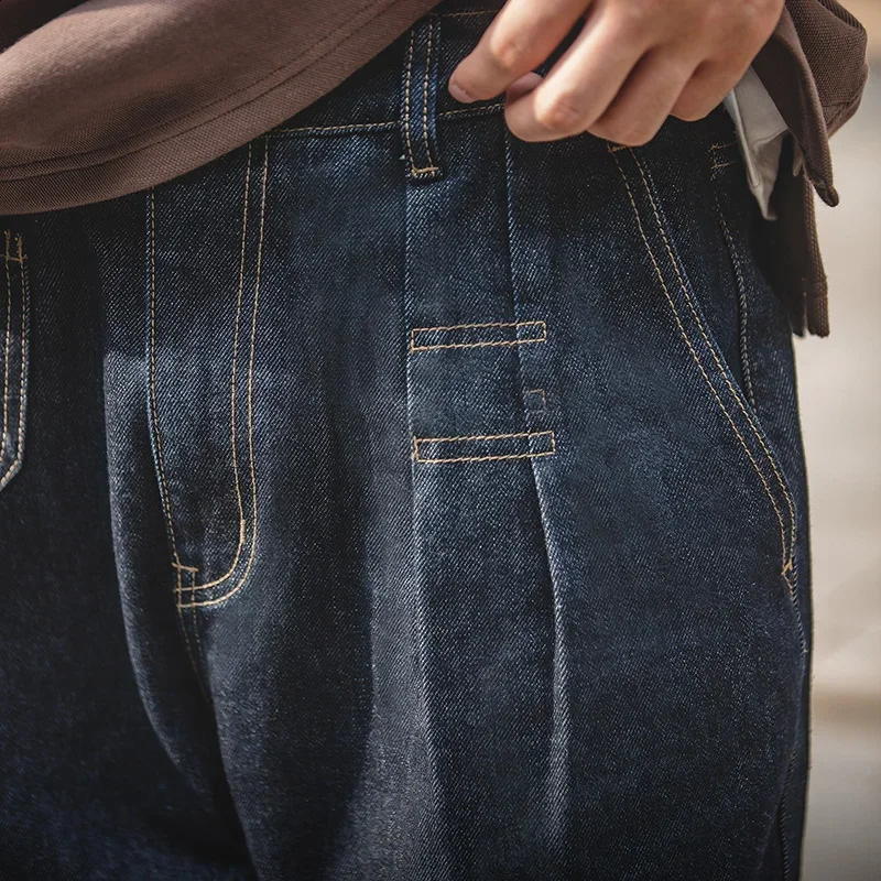 Maden Retro Denim Wash Baggy Mens Jeans Wide Leg Tapered Pants Fashion Casual Streetwear Jean Straight Elastic Men Trousers 250312