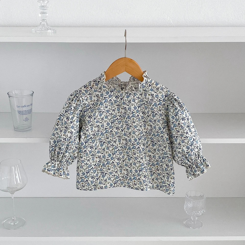 Girls Blouses Toddler Long Sleeve Flower Tops Autumn Floral Ruffles TShirt Bottoming Shirts Tees for Kids Casual 250319