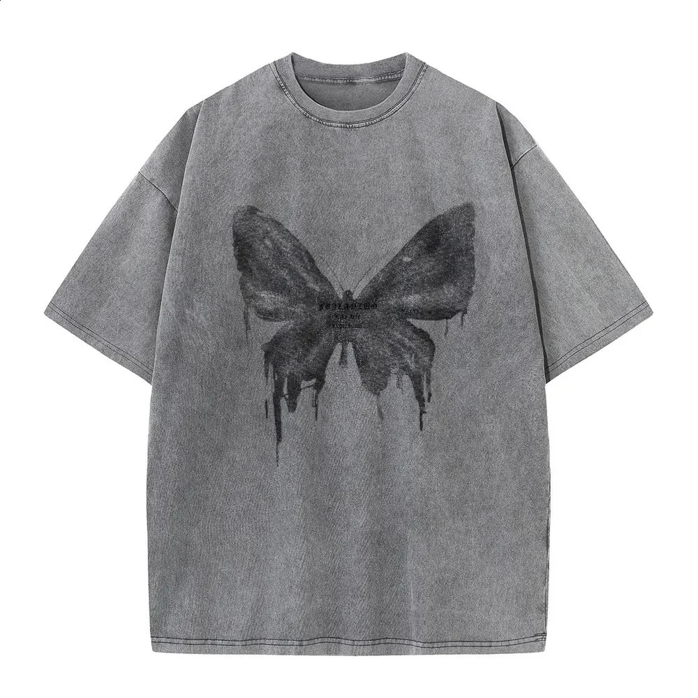 240G Cotton Vintage Short-sleeved T-shirt Men Y2K American Retro T Shirt Women Summer Hip Hop Tees Harajuku T-shirts 250319