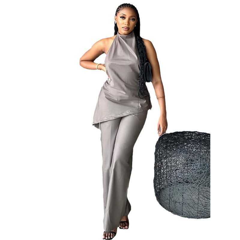 Women's summer new minimalist pullover top and pants two-piece set 250315