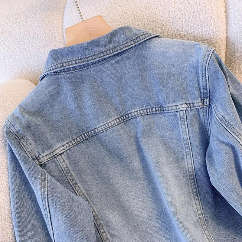 womens denim jacket Spring and Autumn Korean fashion retro Jean Coats womens casual jacket 250317
