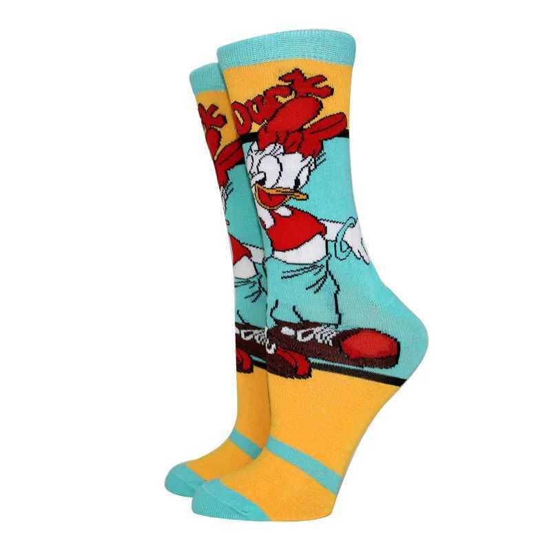 5 pairs of novel cartoon womens socks Kawaii cute duck pattern colorful round neck mens socks Happy and interesting novel socks size 36-43 X250319