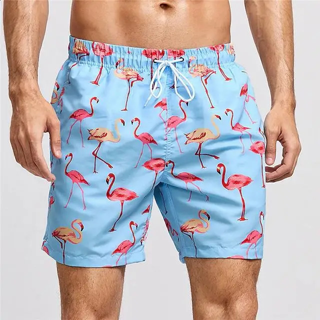 Mens board shorts swimming relay summer beach print graphic flamingo yellow duck comfortable breathable 250319