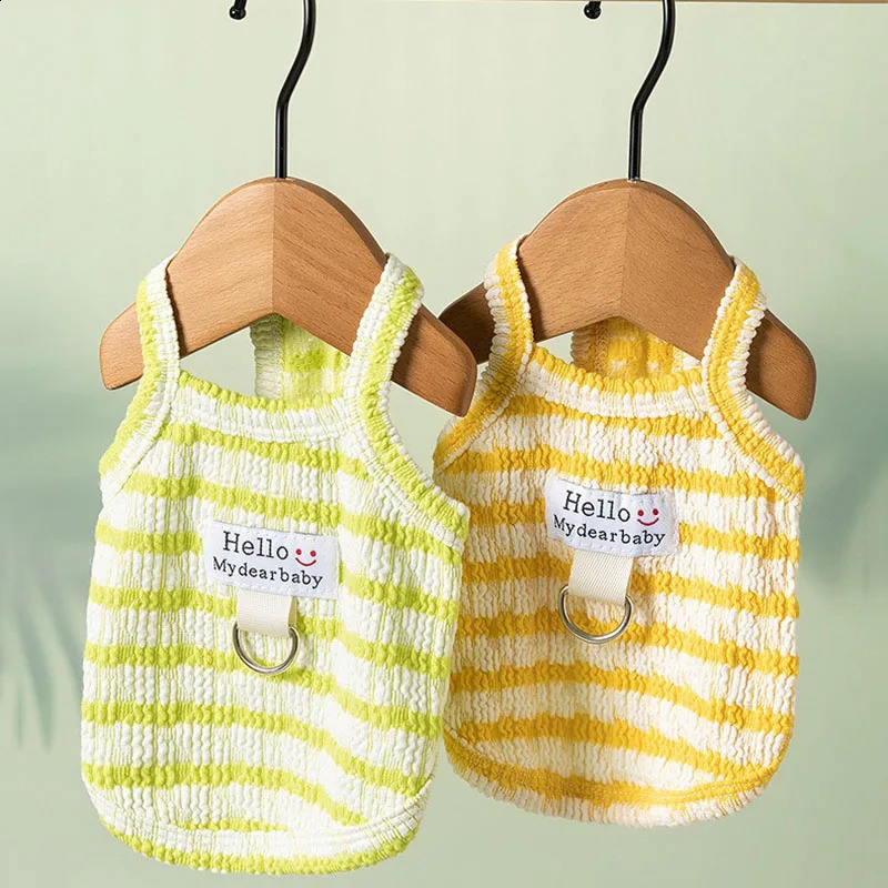 Japan and South Korea Style Puppy Vest Classic Striped Teddy Suspenders Thin Breathable Dog Clothes Yorkshire Cute Tshirt 250318