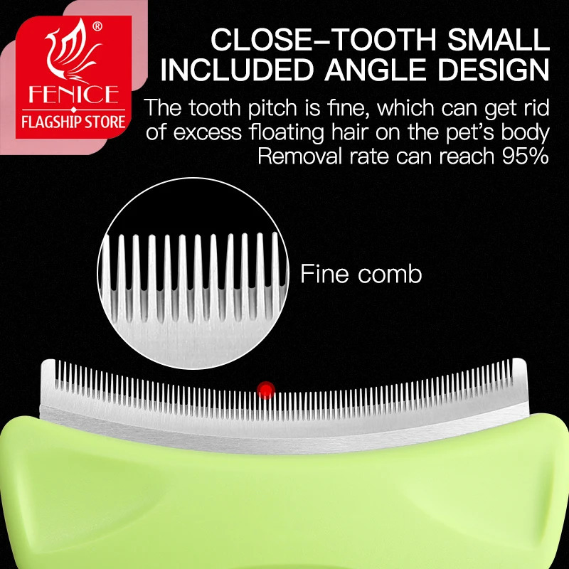 Fenice selfcleaning curved wire brush used for dogs cats hair removal massage pet comb beauty products 250318