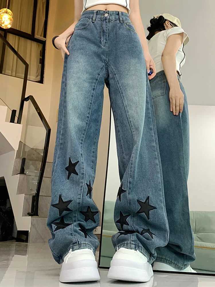Woman Men American Retro Jeans High Waist Straight Wide Leg Denim Pants High Street Unisex Punk Washed Oversized Loose TrousersT250319