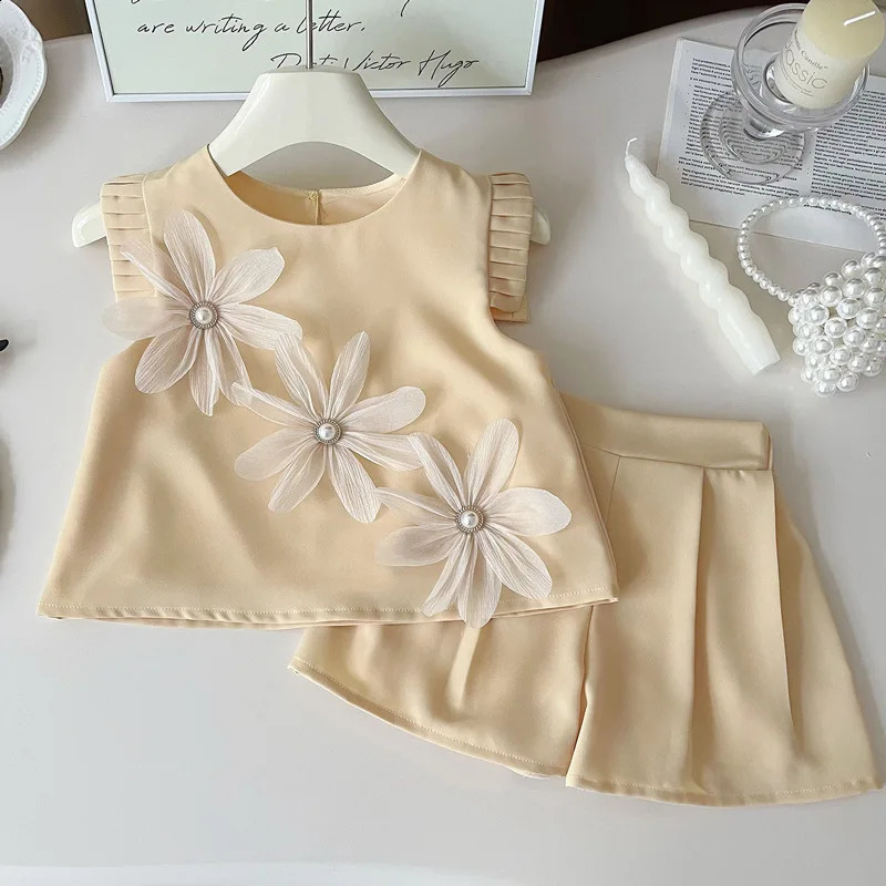 Beautiful Flowers Baby Girls Clothes Sets Summer Little Girl Clothing Set Tops ShirtsShorts 2pcsSet Children Princess 250319