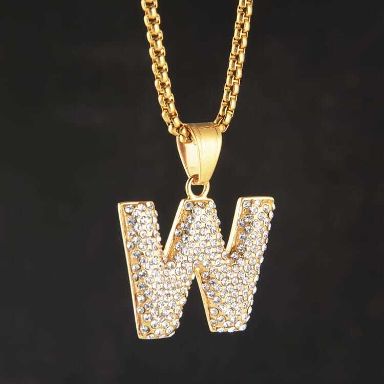 Moissanite A-Z Letter Jewelry Necklace Women Iced Out Prong Setting Pendant Personalized Charms Rapper Super Star Hip Hop Punk