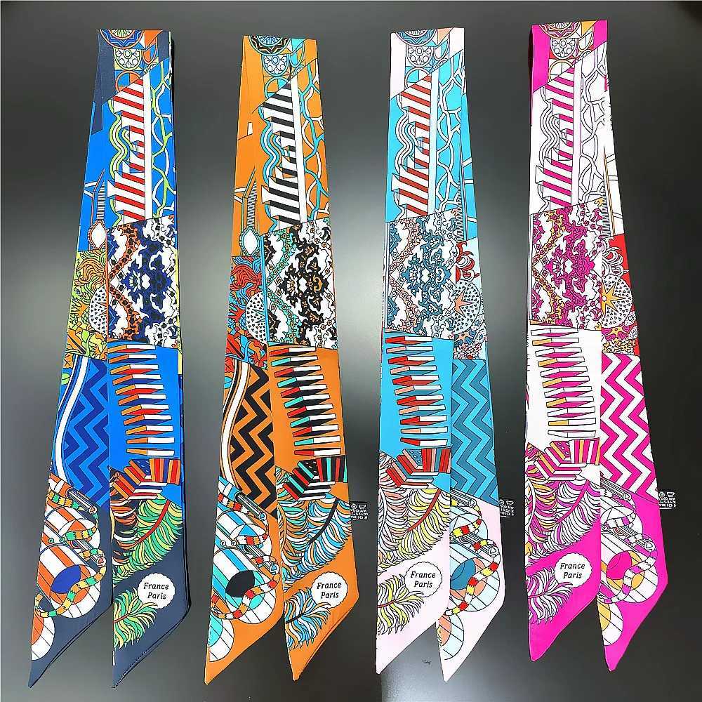 Luxury Summer Fashion New Plant Flower Womens Decoration Twill Silk Scarf Narrowband Strap Bag Small Scarf X250319