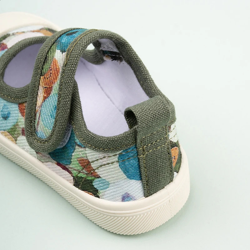 Summer Arrival Little Girls Adorable Floral Daily Canvas Shoes Toddlers Expression Patchwork Sneakers EKF55 250319