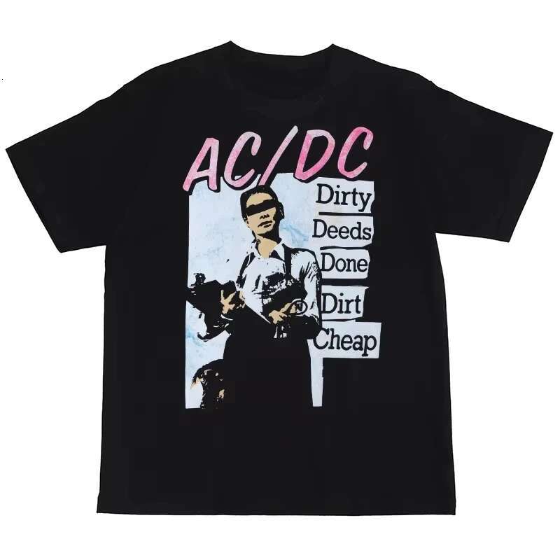 2025 Summer Fashion Trend New ACDC Rock Band American Street Hip-Hop Punk Nirvana Vintage Printed Cotton Short Sleeve T-Shirt