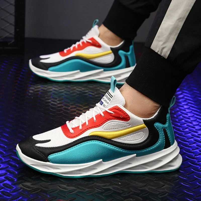 Mens Shoes Breathable Casual Shoes Fashion Mesh Men Sneakers Platform Lace-up Running Shoes Soft Sole Single Shoe Plus Size 46 Z250319