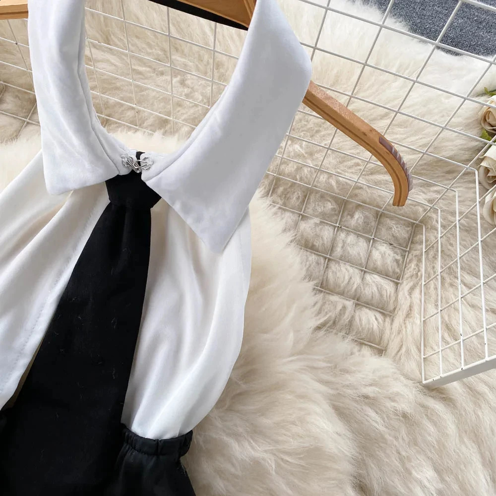 Erotic Womens Pajamas Office Role Playing Sexy Uniform Strapless Dress Ultra Thin Slit Back Short Skirt 250319
