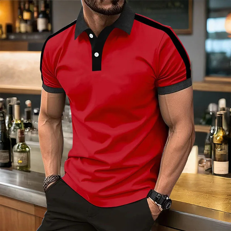 Summer Mens Short sleeved Polo Shirt Business Casual Collar T-shirt Plus Size Breathable Top European and American Plus size 250319