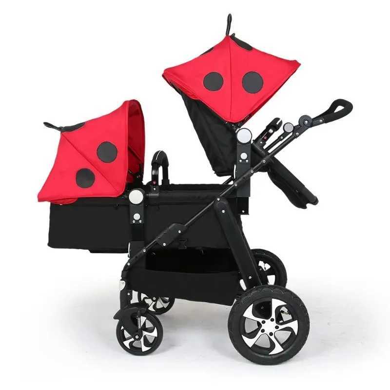 Lightweight double baby stroller folding double baby stroller suitable for two childrens shock-absorbing double baby strollers four-wheel carts Z25031