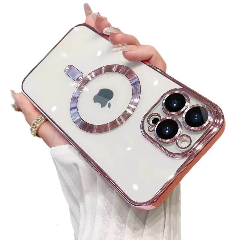 For 16PROMAX Electroplated Transparent Wireless Charging Magnetic Suction Tail Phone case iphone 14promax Silicone Soft 15