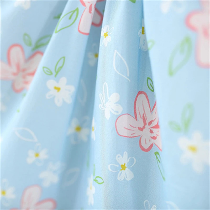 Summer baby clothing set with cute bunny flower print blue top and shorts 2 pieces of girl 250319