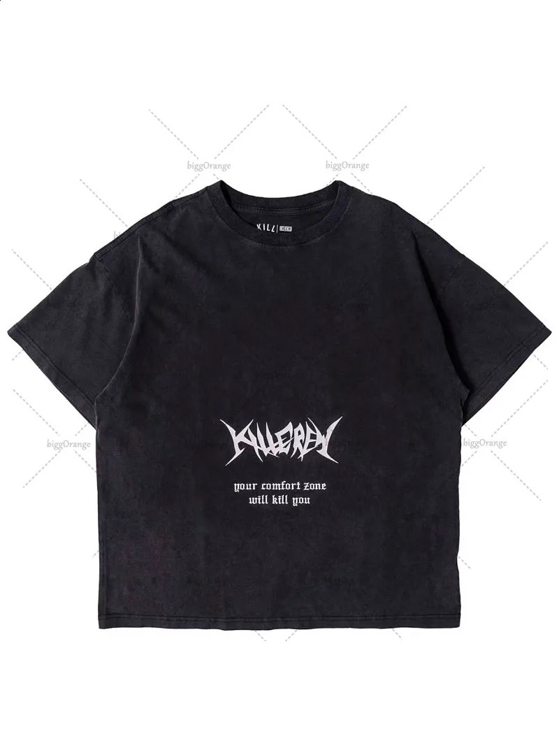 Cotton Y2K Fashion Harajuku Tshirt European and American Street Casual Edition Loose Short Sleeve 250317