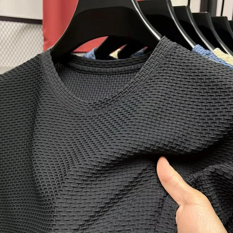 M-5XL Summer Mens Round Neck Short Sleeved T-shirt Wrinkle Resistant And Breathable Top Texture Fabric Leisure Versatile 250319