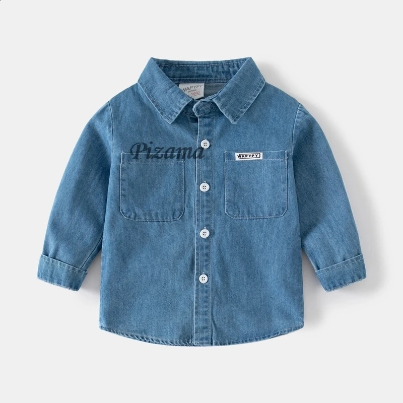 Spring Autumn Winter Full Sleeved Cotton Boys Jeans Kids Clothing Blue Deinm Tops Gentleman Baby Clothes for 27Years 250319