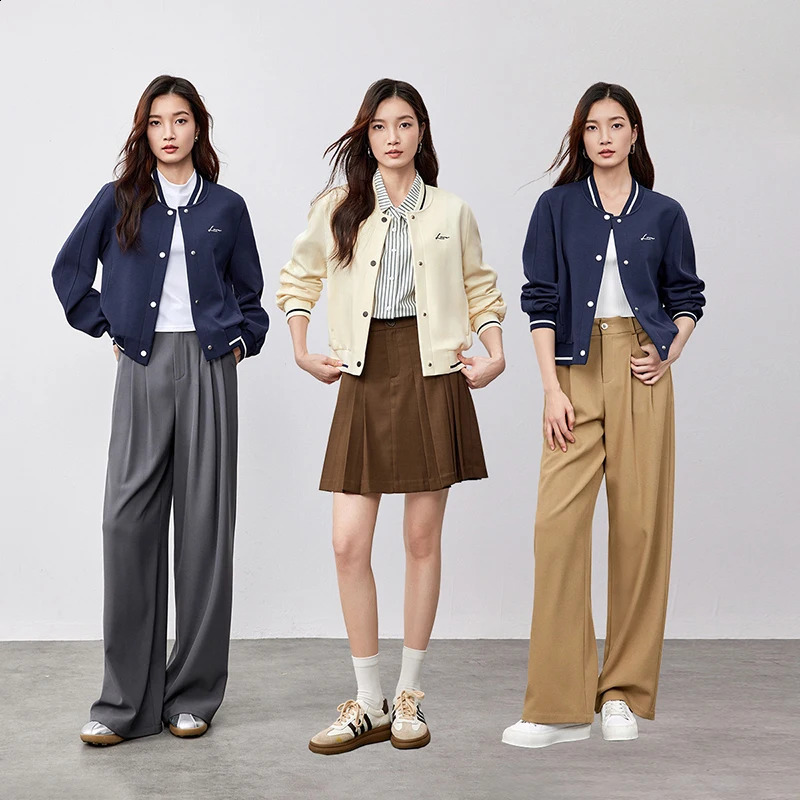 SENTUBILA Womens Cotton Baseball Jacket Spring Fashion Preparatory Style Splicing Letter y Loose Fit Coats 151058758 250317