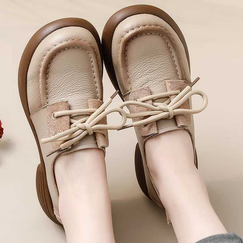 New natural cowhide Oxford shoes womens lace shoelaces womens luxury retro brogues flat womens business shoesXJ250319