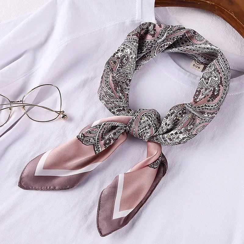 70cm Bandana Scarf For Wen Fashion Paisley Print Handkerchief Silk Satin Hijab Scarfs Fem Square Neck Scarves Dropship X250319